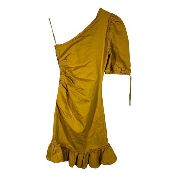 Jonathan Simkhai One Shoulder Dress Asymmetric Denim Sheath Yellow Size 8 - Picture 7 of 12